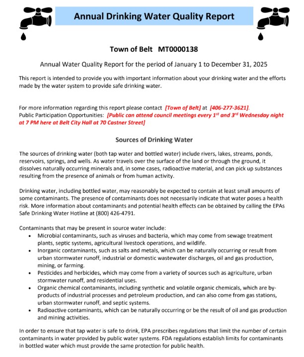 City of Belt 2025 CCR Report