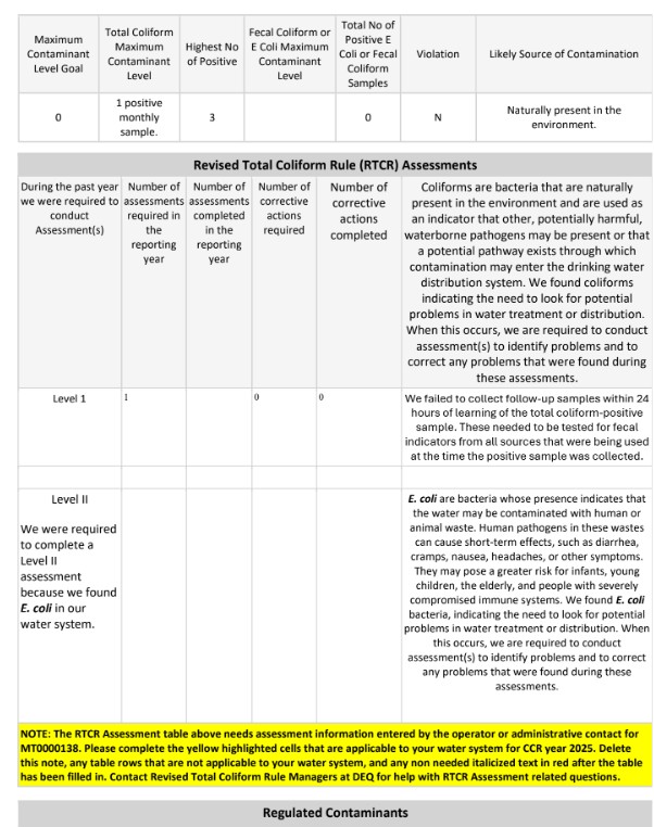 City of Belt 2025 CCR Report